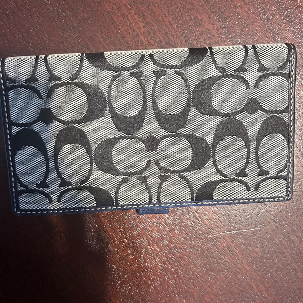 Coach Black and White Signature Wallet